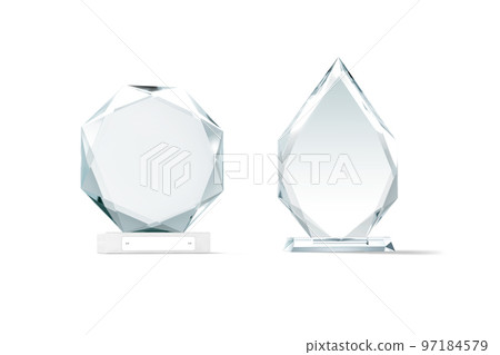 Blank glass arrow and round shape award mockup, isolated 97184579