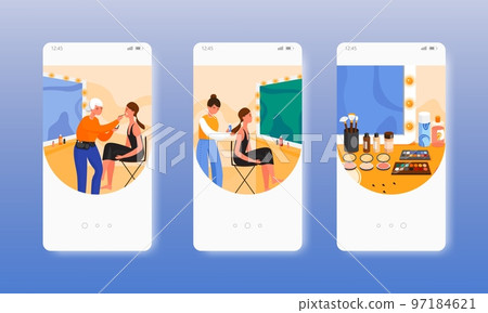 Dressing room. Makeup room. Fashion industry. Mobile app screens, vector website banner template. UI, web site design. 97184621