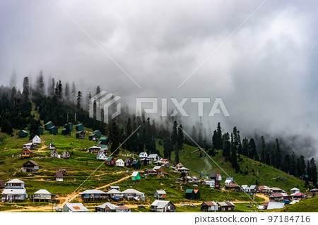 Old houses of Bakhmaro resort in georgian region Guria 97184716