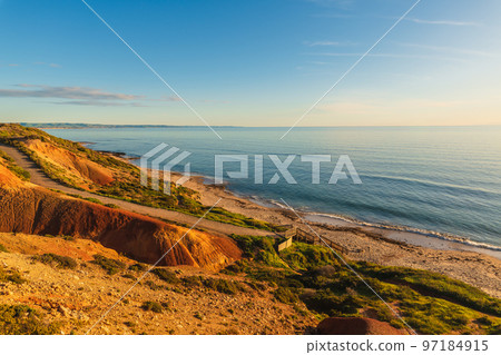 South Port beach patway at sunset 97184915