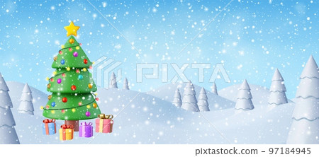 3d Natural Winter Christmas background 97184945