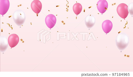 Celebration party banner with color balloons background. 97184965