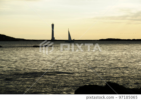 Moroisozaki lighthouse at dusk Moroisozaki lighthouse at dusk 97185065
