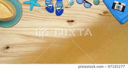 Topview Beach Accessories Background 97185277