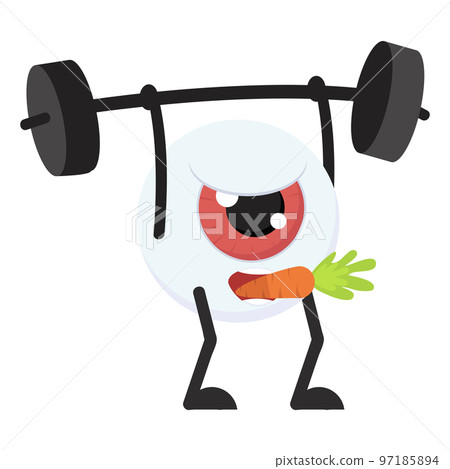 Eyeball Cartoon Lifting Weights with carrot cartoon Eyeball Cartoon Lifting Weights with carrot cartoon 97185894