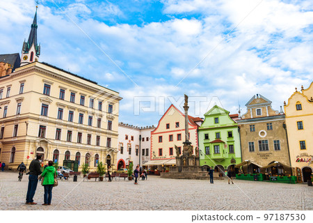 Central square of Cesky Krumlov, Czech Republic *partially soft focus 97187530