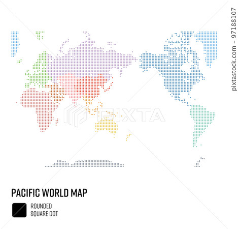 World Map Dots Rough Dots World Centered on Pacific Ocean Grouped by Region 97188107