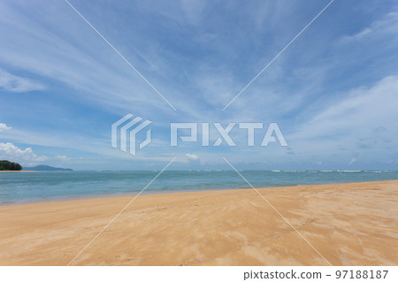 Beach in summer season at karon beach Phuket Thailand. Concept Travel and tour,Empty beach is famous tourist destination at Phuket Thailand 97188187