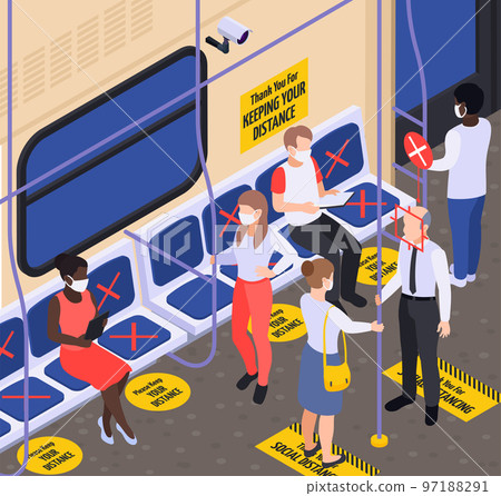 Social Distancing In Transport Isometric Background 97188291