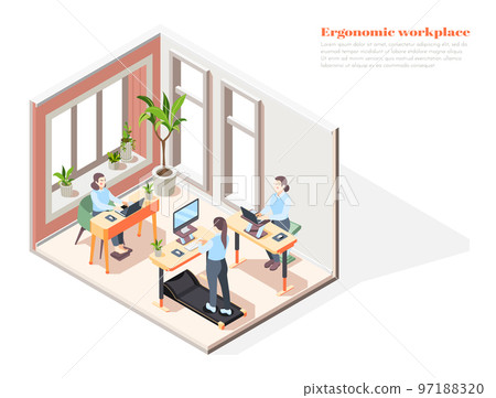 Ergonomic Workplace Isometric Design Concept 97188320