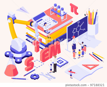 STEM Education Isometric Background 97188321