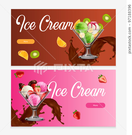 Ice Cream Realistic Banners 97188396