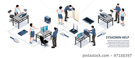Sysadmin Isometric Infographics Sysadmin Isometric Infographics 97188397