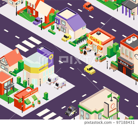 Urban Buildings Isometric Composition Urban Buildings Isometric Composition 97188431