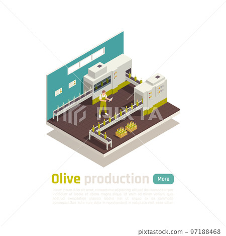 Olive Production Isometric Composition 97188468