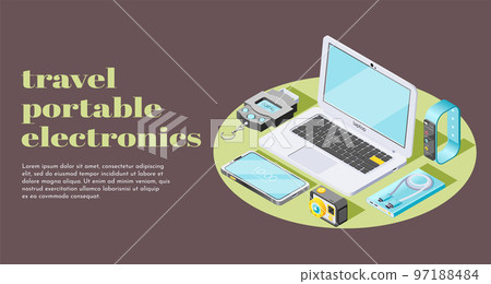 Portable Electronics Isometric Banner 97188484