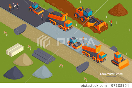 Isometric Road Construction Composition 97188564