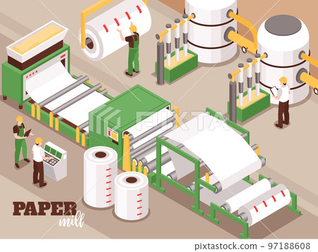Paper Factory Isometric Composition Paper Factory Isometric Composition 97188608