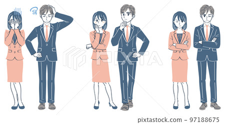 穿西裝的男女 面部表情姿勢全身插畫集(失望、思考、擔心) 穿西裝的男女 面部表情姿勢全身插畫集(失望、思考、擔心) 97188675