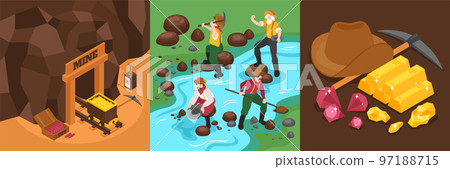 Gold Mining Design Concept Gold Mining Design Concept 97188715