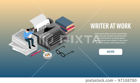 Writer Isometric Banner Writer Isometric Banner 97188780