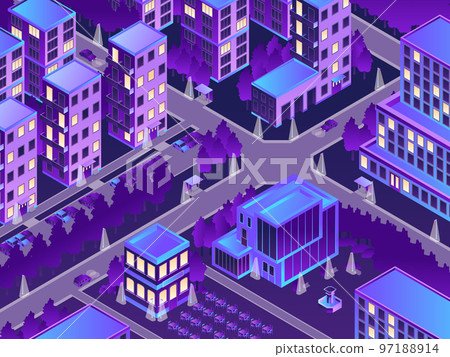 Isometric Urban Night Illustration Isometric Urban Night Illustration 97188914