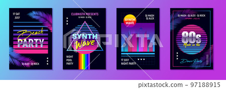 Retrowave Party Posters Set Retrowave Party Posters Set 97188915