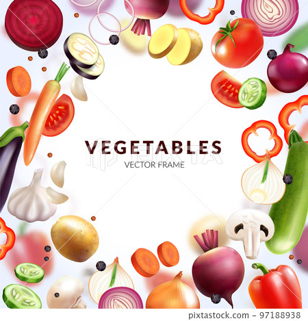 Realistic Vegetables Frame Composition 97188938