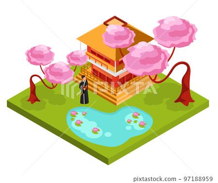 Japan Isometric Composition Background Japan Isometric Composition Background 97188959