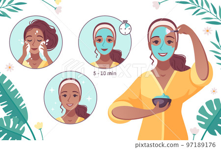 Skincare Mask Application Cartoon Skincare Mask Application Cartoon 97189176