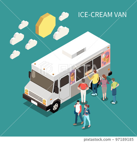 Ice Cream Van Isometric Background 97189185