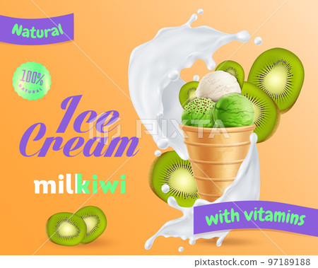 Ice Cream Realistic Composition Ice Cream Realistic Composition 97189188
