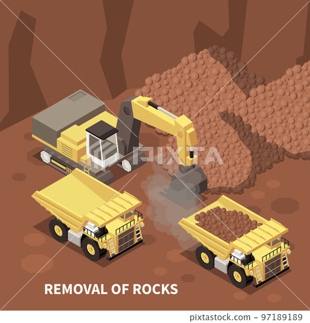 Mining Machinery Isometric Background Mining Machinery Isometric Background 97189189