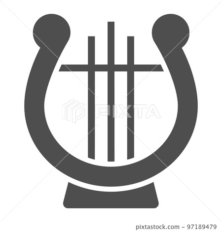 Lyre glyph icon, musical and ancient, harp sign, vector graphics, a solid pattern on a white background, eps 10. Lyre glyph icon, musical and ancient, harp sign, vector graphics, a solid pattern on a white background, eps 10. 97189479