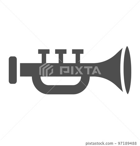Trumpet glyph icon, musical and instrument, bugle sign, vector graphics, a solid pattern on a white background, eps 10. Trumpet glyph icon, musical and instrument, bugle sign, vector graphics, a solid pattern on a white background, eps 10. 97189488