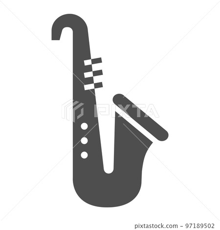 Saxophone glyph icon, musical and instrument, trumpet sign, vector graphics, a solid pattern on a white background, eps 10. 97189502