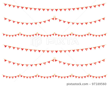 Red dot and heart garland material vector 97189560