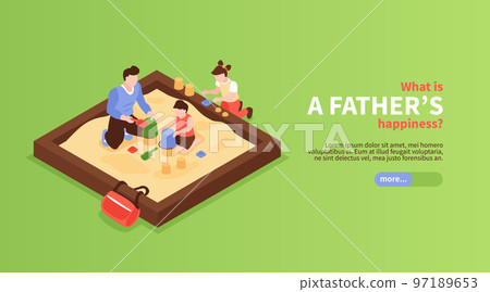 Kids With Dad In Sandbox 97189653