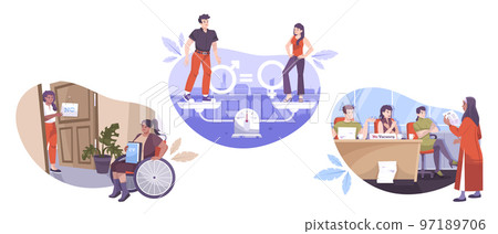 Social Justice Flat Icon Set Social Justice Flat Icon Set 97189706