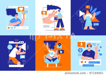 Influencer Marketing Six Square Icons Influencer Marketing Six Square Icons 97189801