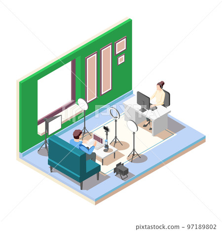 Vlogger Isometric Composition 97189802