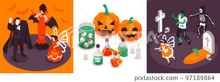 Isometric Halloween Design Concept Isometric Halloween Design Concept 97189864