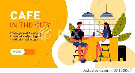 Cafe In City Horizontal Banner 97190064