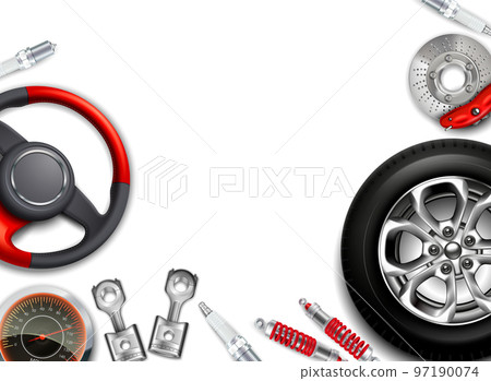Car Parts Realistic Background 97190074