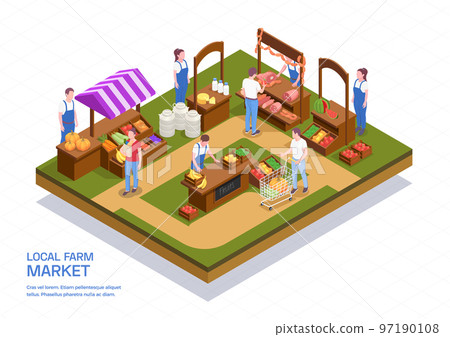 Farm Market Isometric Composition 97190108