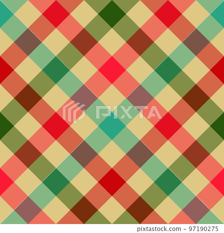 Seamless pattern. Classical cell diagonally. Contrasting red and green color on a brown background. Seamless pattern. Classical cell diagonally. Contrasting red and green color on a brown background. 97190275