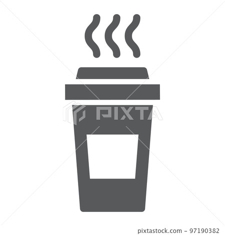 Coffee glyph icon, caffeine and drink, disposable cup sign, vector graphics, a linear pattern on a white background, eps 10. Coffee glyph icon, caffeine and drink, disposable cup sign, vector graphics, a linear pattern on a white background, eps 10. 97190382