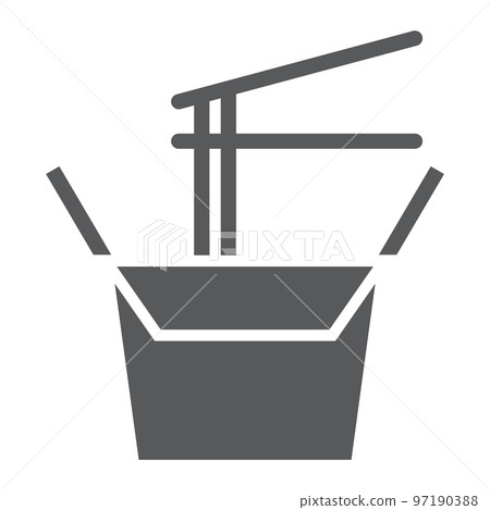 Wok box glyph icon, chinese and food, noodle sign, vector graphics, a solid pattern on a white background, eps 10. Wok box glyph icon, chinese and food, noodle sign, vector graphics, a solid pattern on a white background, eps 10. 97190388