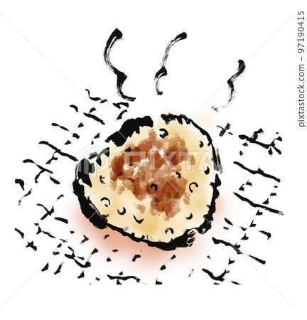 Hand drawn illustration set of grilled rice ball 97190415