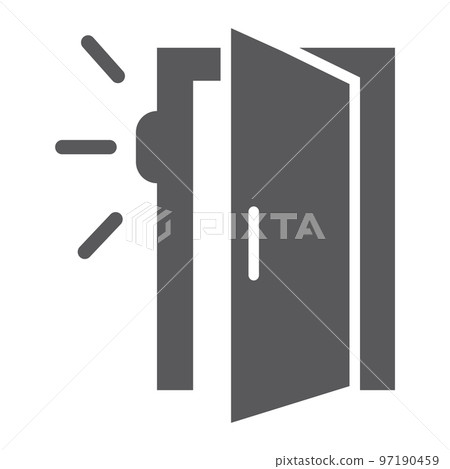 Door sensor glyph icon, access and security, automatic door sign, vector graphics, a solid pattern on a white background, eps 10. Door sensor glyph icon, access and security, automatic door sign, vector graphics, a solid pattern on a white background, eps 10. 97190459
